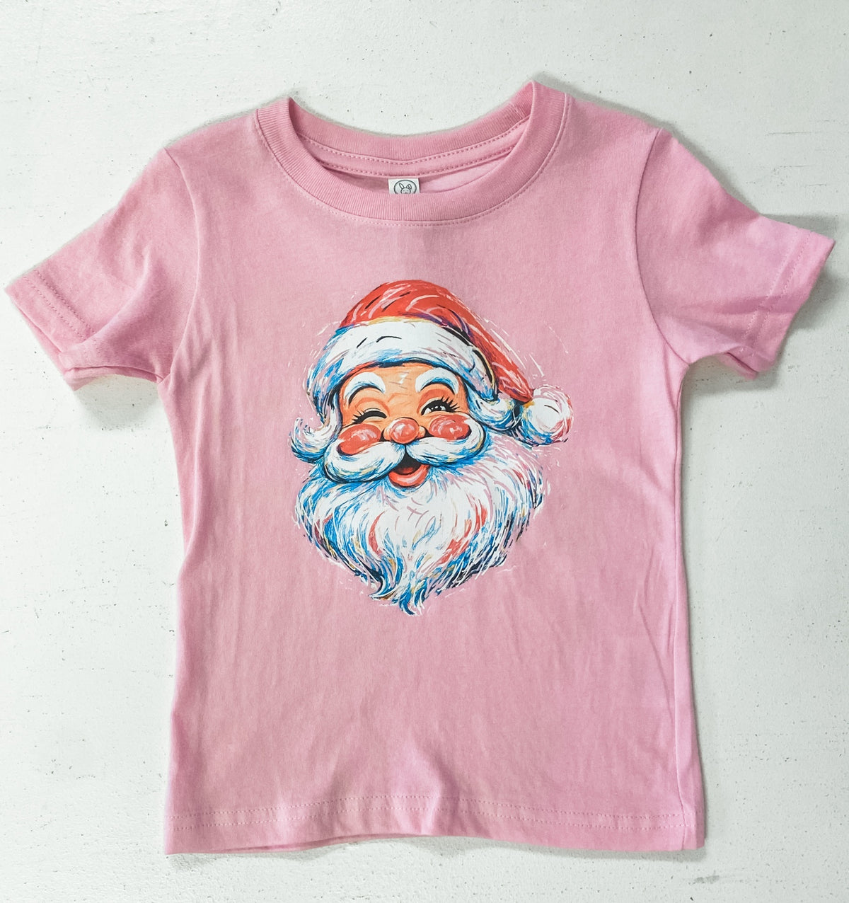 Girls Pink Santa Christmas T-Shirt – Vintage Winking Santa Tee