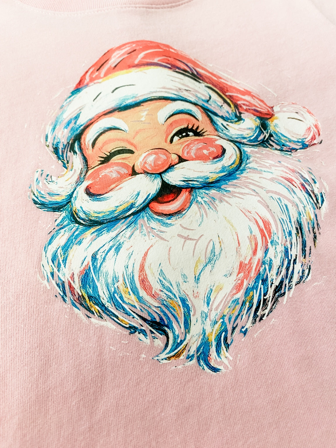 Girls Pink Santa Christmas T-Shirt – Vintage Winking Santa Tee