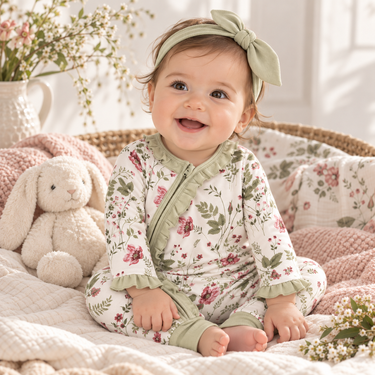 Pretty Petals Bamboo Zipper Romper