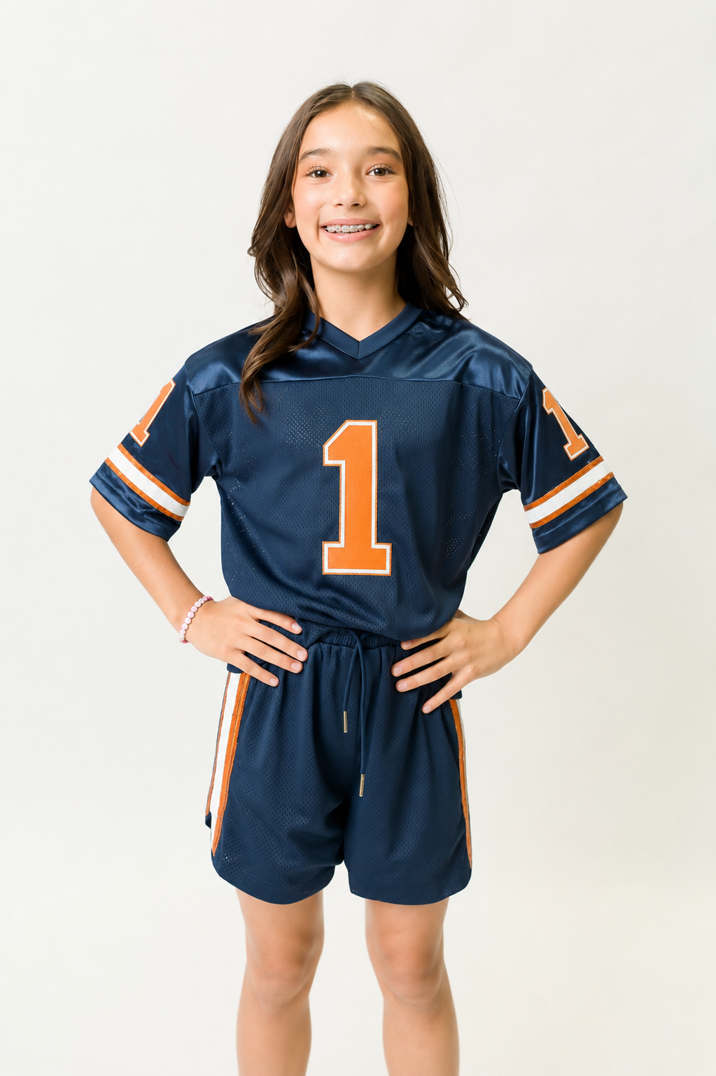 Kids' Football Jersey - Navy and Orange
