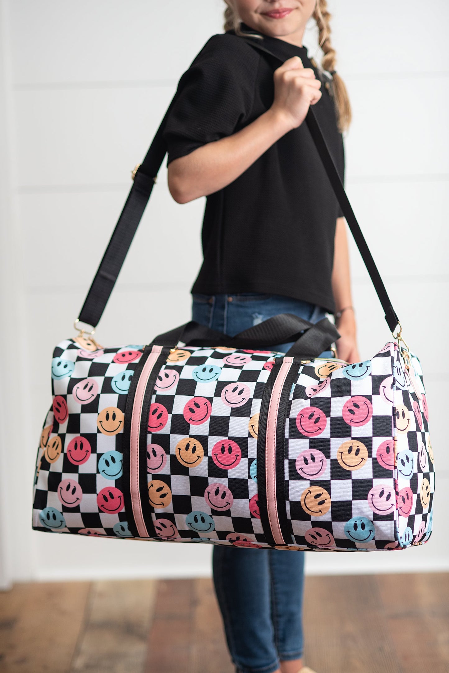 Girls Checkered Dance Bag, Travel Bag, Duffel Bag