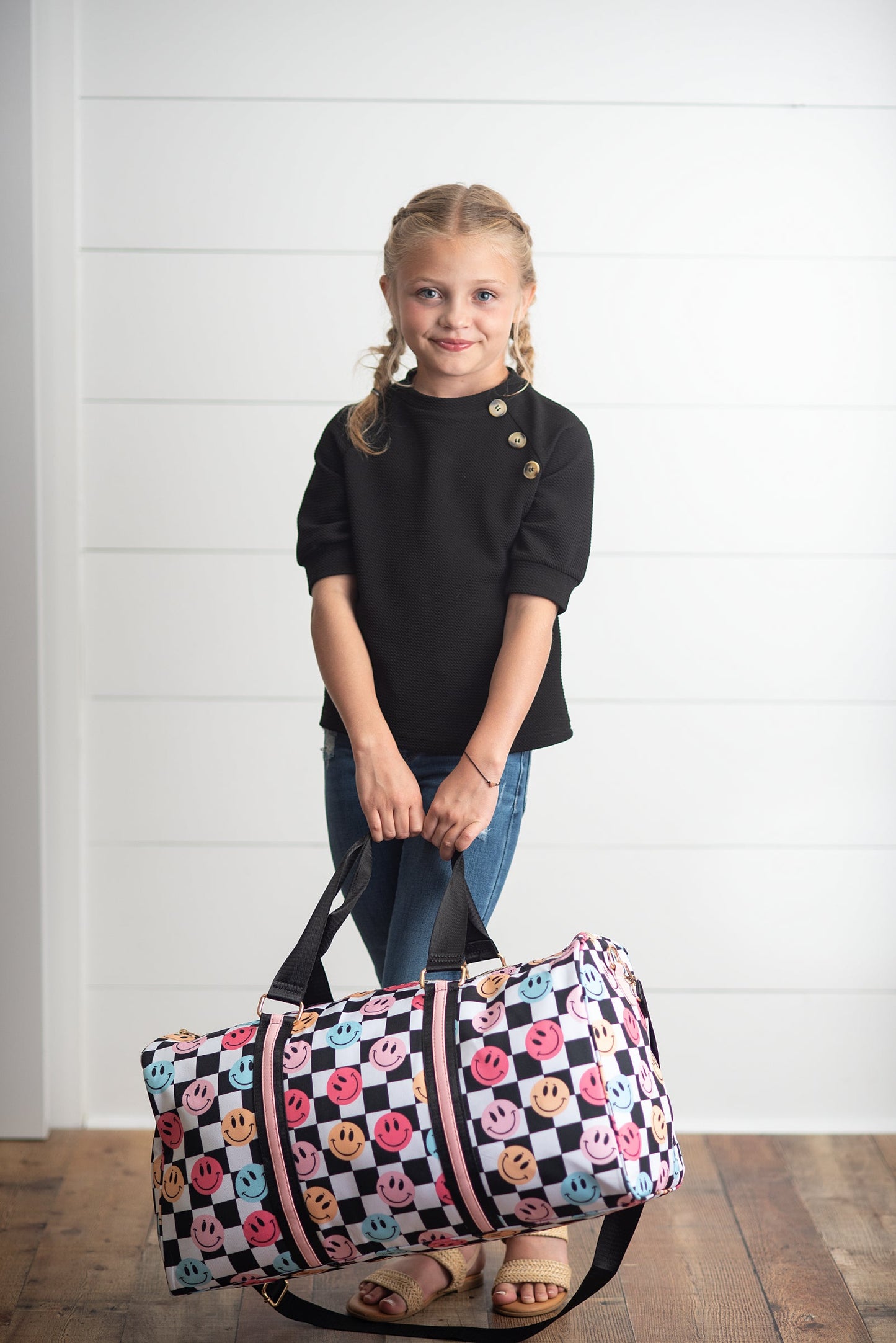 Girls Checkered Dance Bag, Travel Bag, Duffel Bag