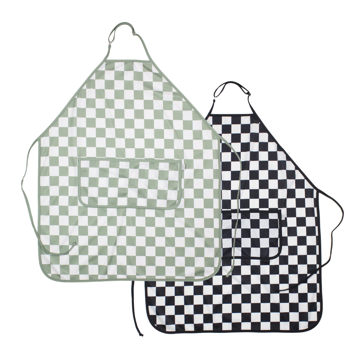 Black Checkerboard Apron - fits sizes youth small through adult 2XL