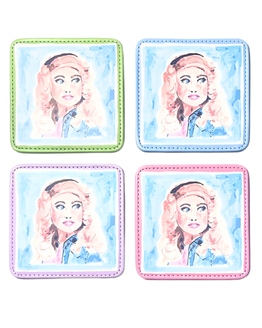 We Love Dolly Coasters, Set of 4