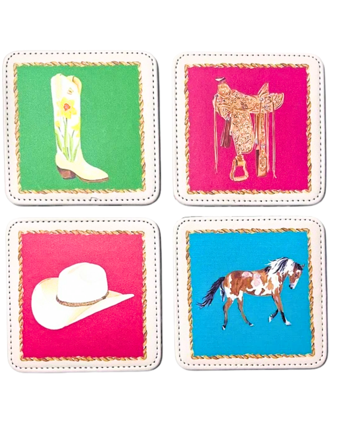 Cowgirl Coasters, Set of 4
