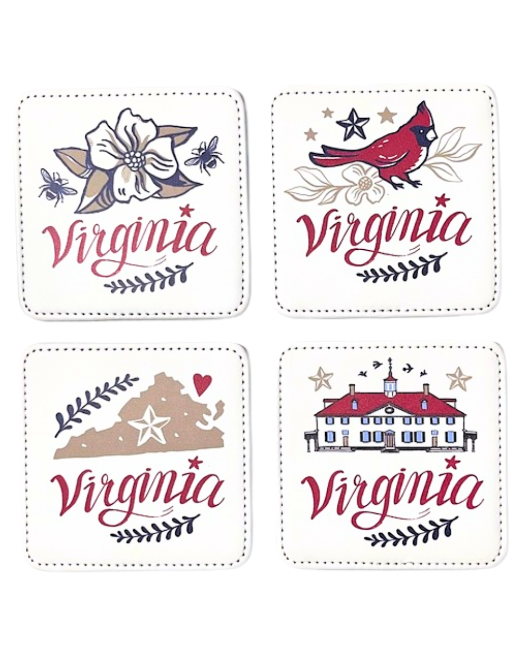 Virginia Love Coasters, Set of 4