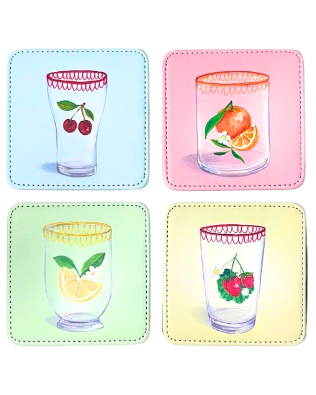 Squeeze The Day Coasters, Set of 4