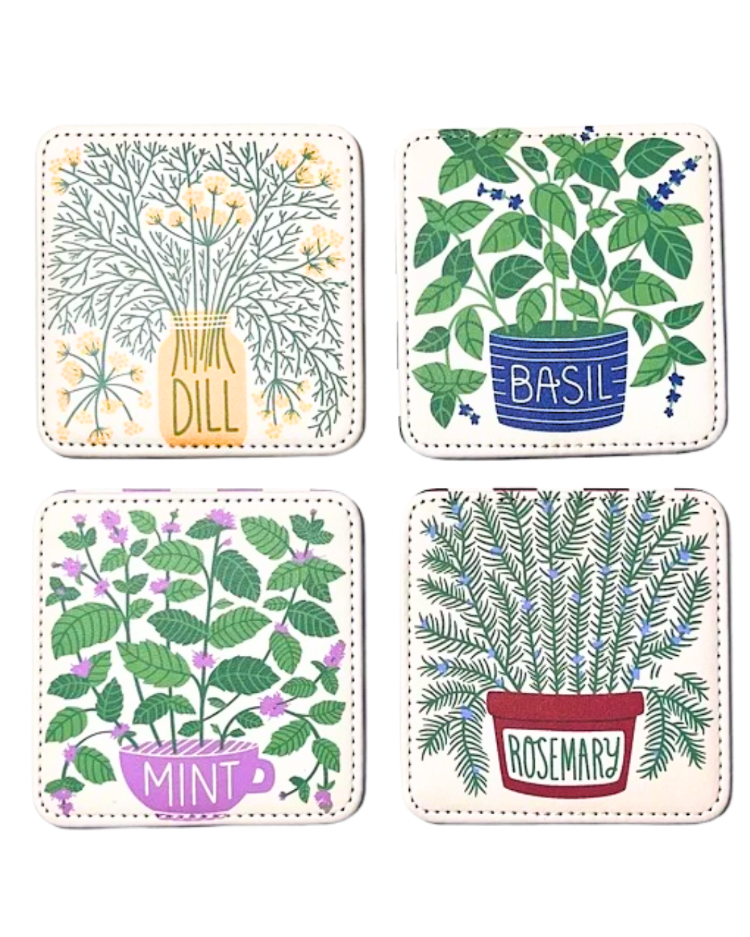 Homegrown Herbs Coasters, Set of 4