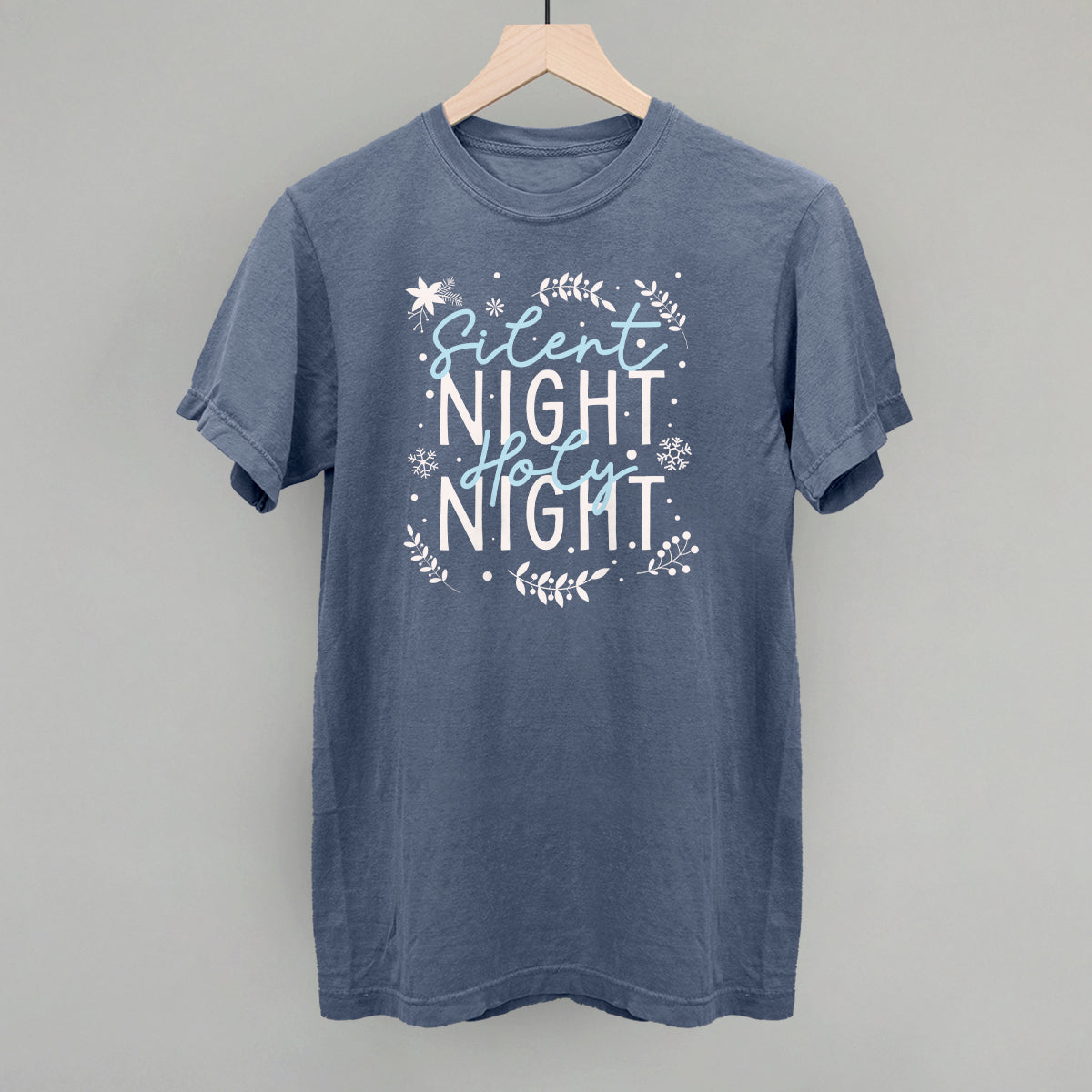 Silent Night Holy Night Blue & White Doodles