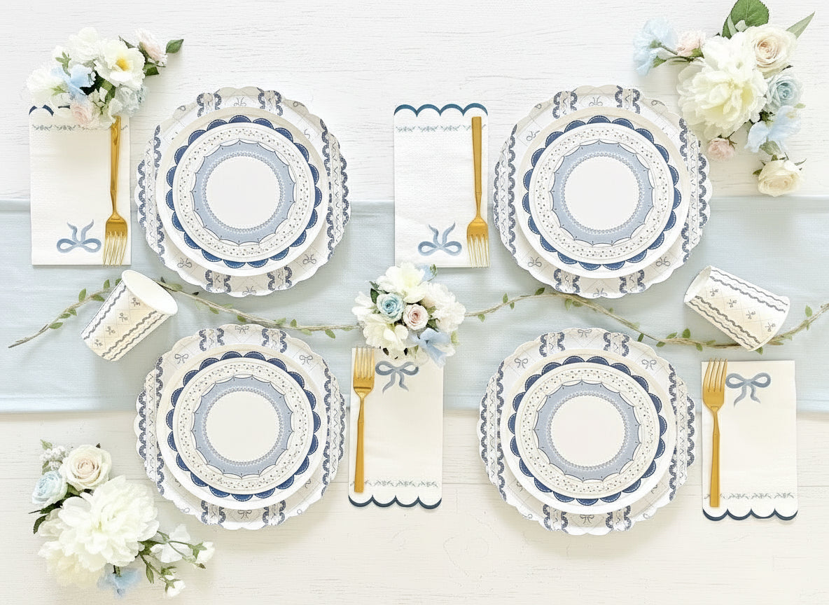 Blue Baby Shower Party Supplies Kit – Boy Baby Shower Tableware | Plates, Cups, Napkins | Party in a Box