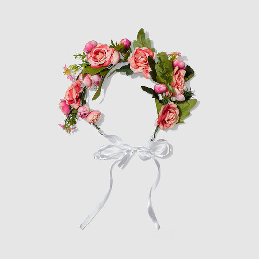 Pink Rose Flower Crown (Kids Size)
