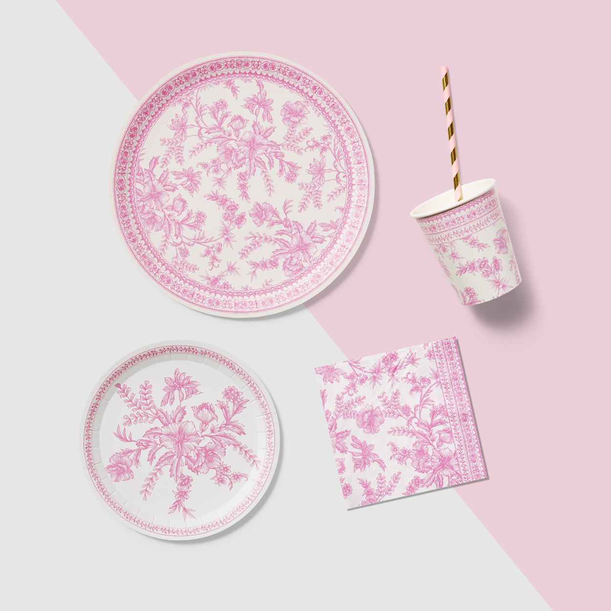 Pink Toile Small Plates (10 per pack)