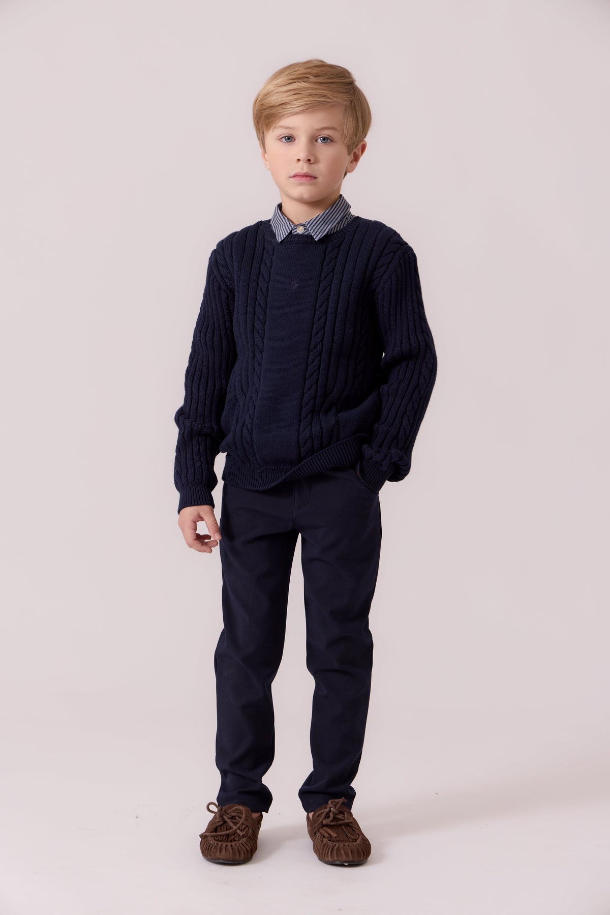 Sean Cable Knit Sweater - Navy