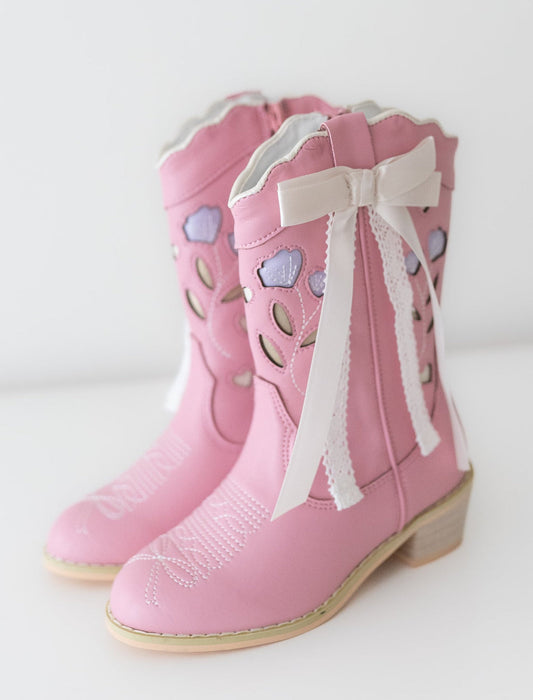 Sweetheart Bow Cowgirl Boots- Pink