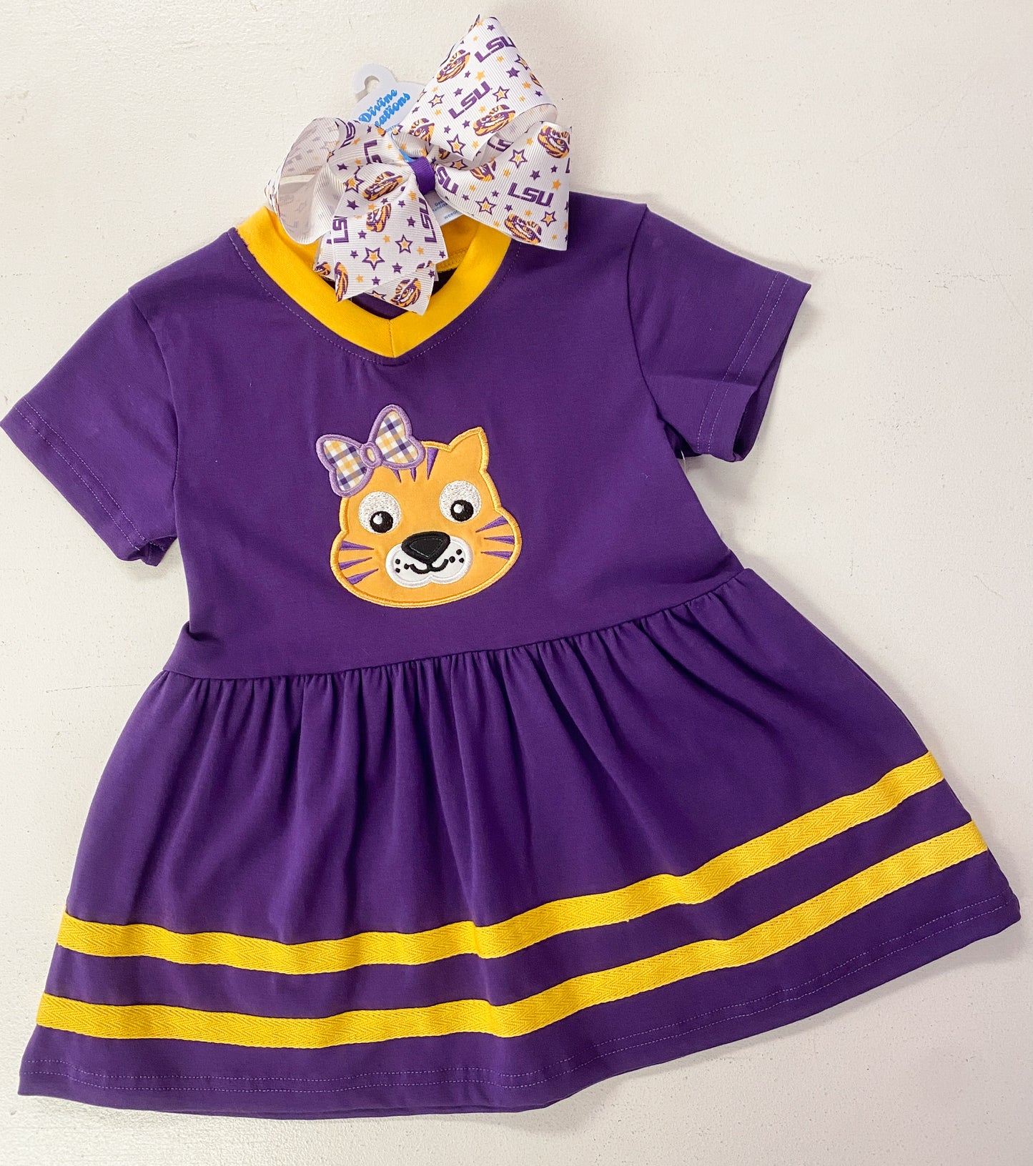 LSU Bow Tiger Applique Dress
