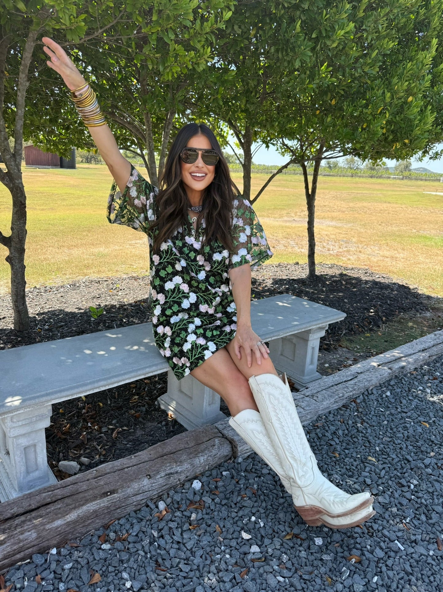 Lulu Short Sleeve Mini Caftan- Vine