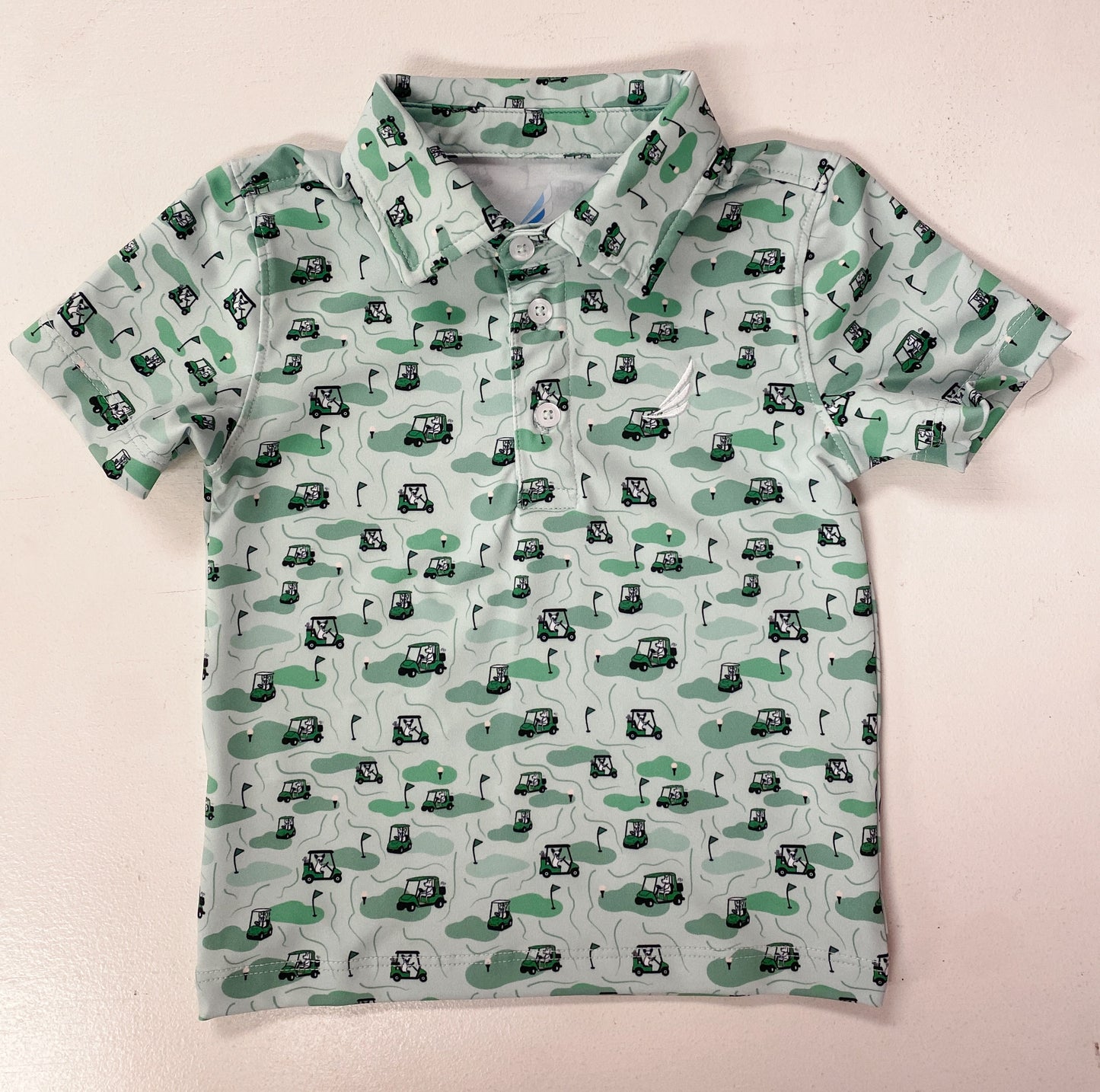 Boys Golf Cart Dog Performance Polo