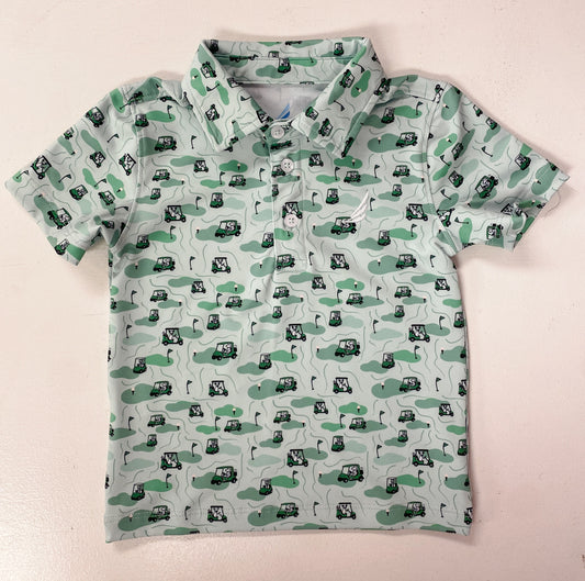 Boys Golf Cart Dog Performance Polo