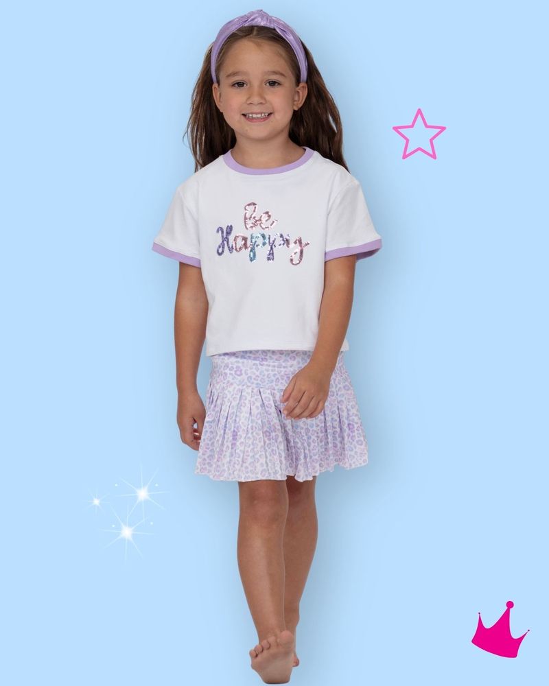 Azarhia Girls Leopard Love Mini Pleated Skort | Pastel Leopard Boutique Tennis Skirt