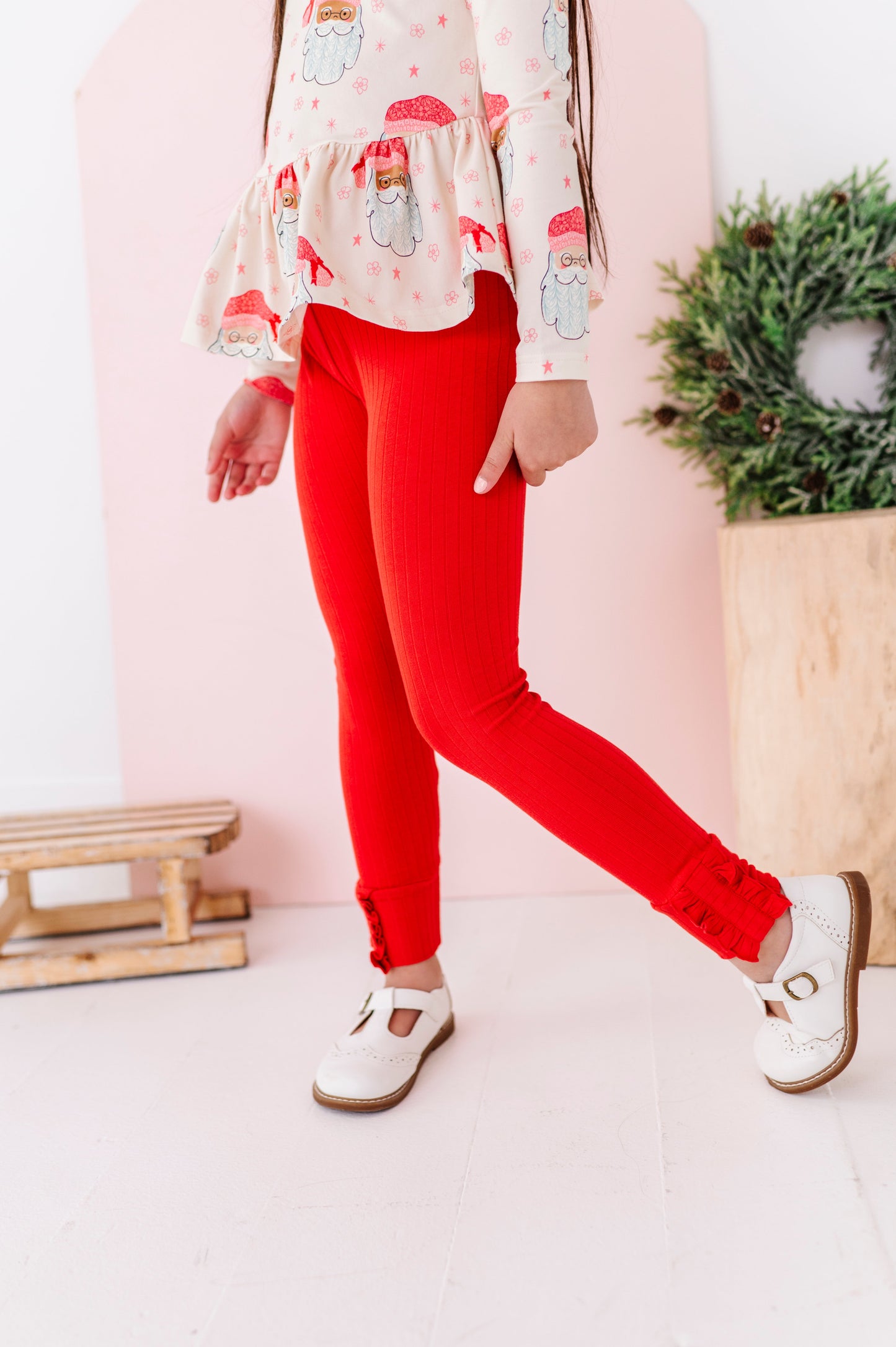 Holly Red | Ribbed SLIM LEGGINGS