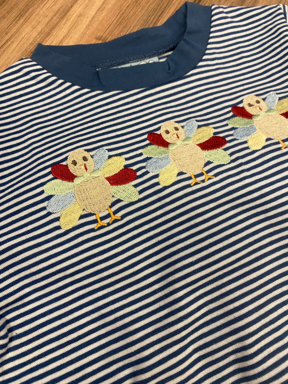 Boys Turkey Embroidered Pant Set | Blue Stripe Boutique Thanksgiving Outfit