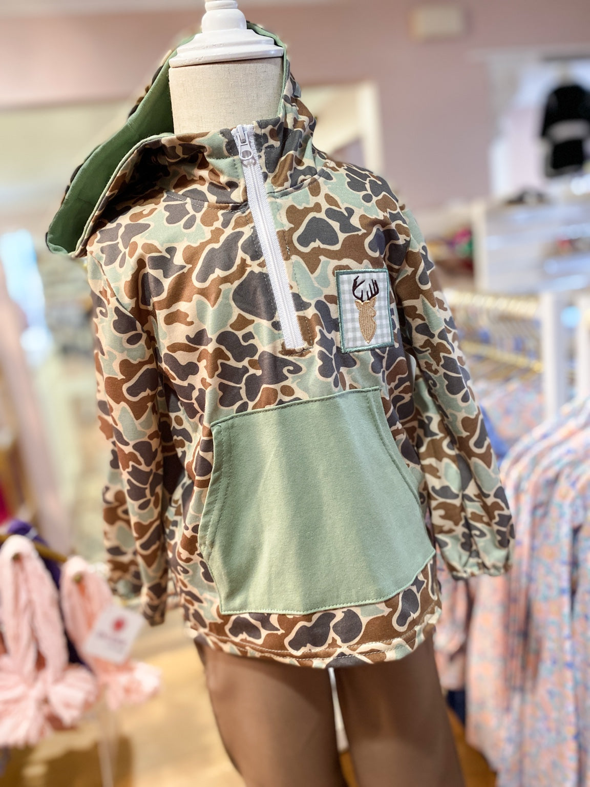 Camouflage Deer Embroidery Boy Hoodie