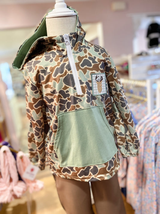 Camouflage Deer Embroidery Boy Hoodie