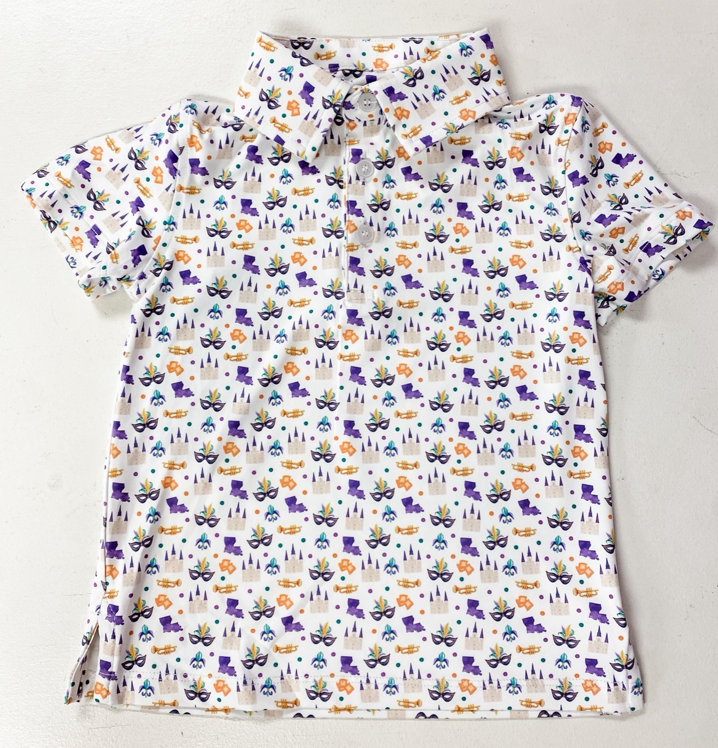 Boys Mardi Gras Performance Dri-Fit Polo | Louisiana Carnival Print