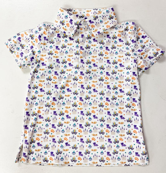 Boys Mardi Gras Performance Dri-Fit Polo | Louisiana Carnival Print