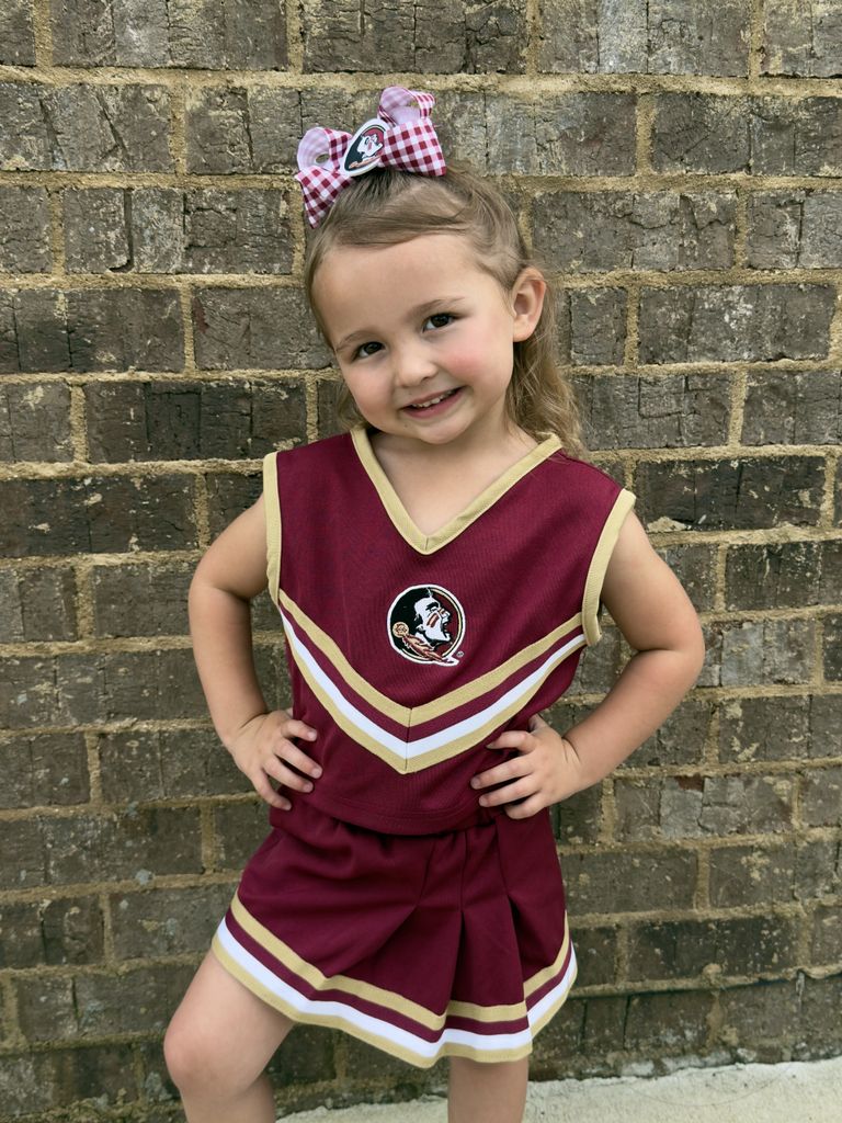 LSU Tigers Purple & White Gingham Hair Bow with Logo Patch – Wee Ones