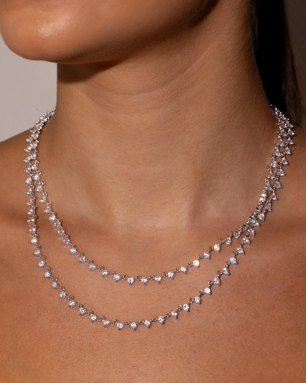 Brigid Staggered CZ Tennis Necklace