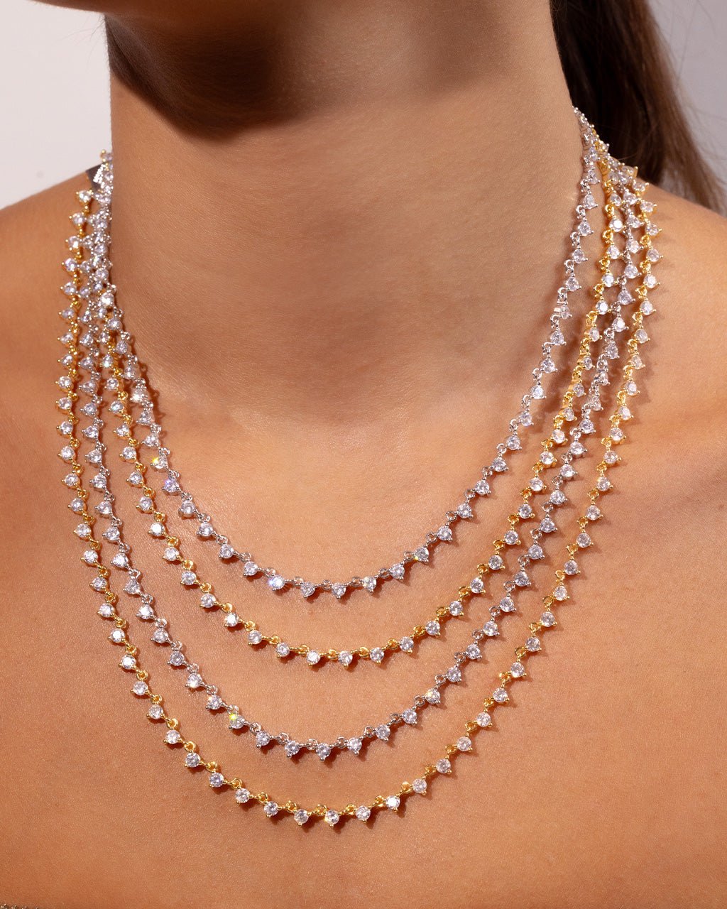 Brigid Staggered CZ Tennis Necklace