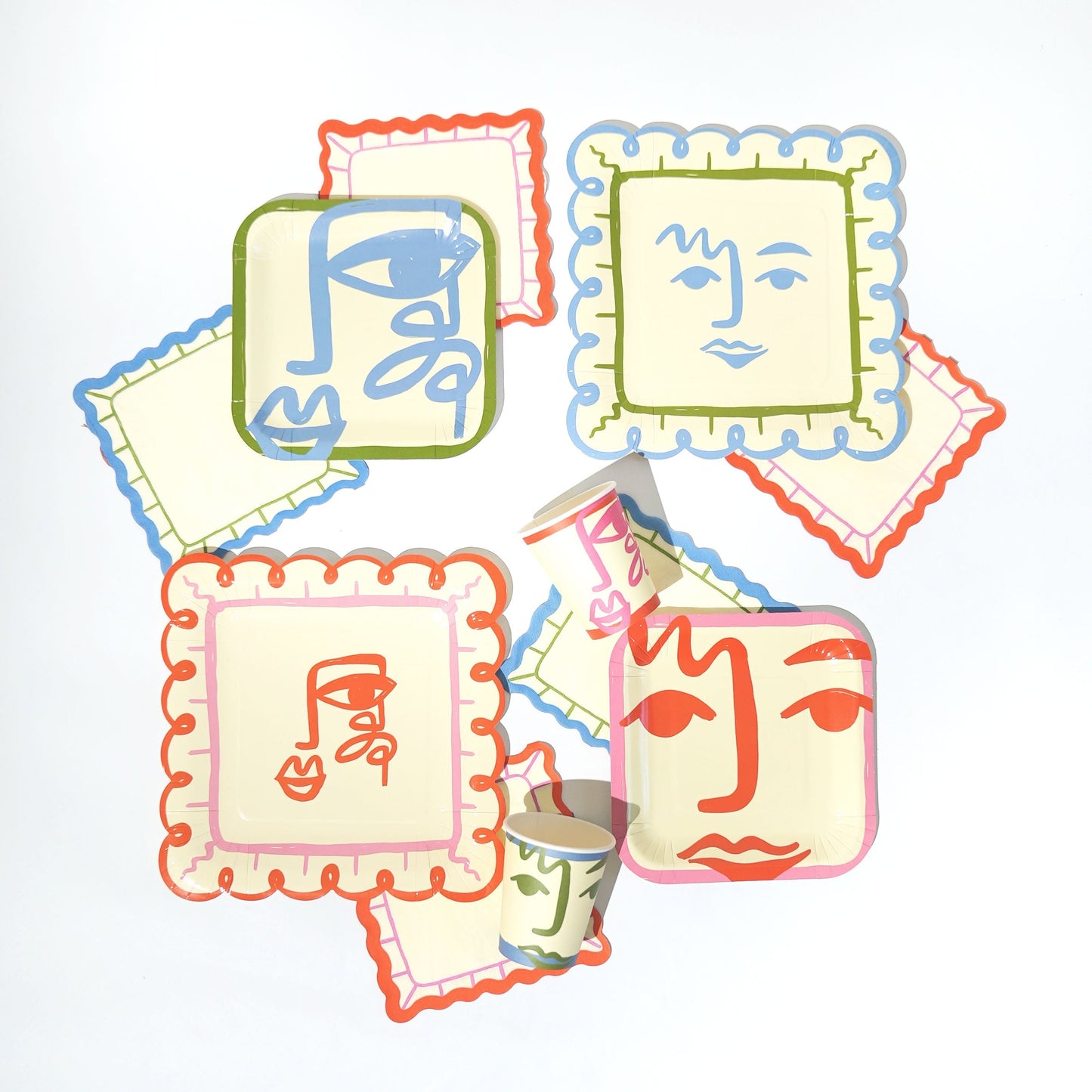 Colorful Scalloped Paper Napkins (x20) | Retro Art Party Napkins | Pop Party Supplies