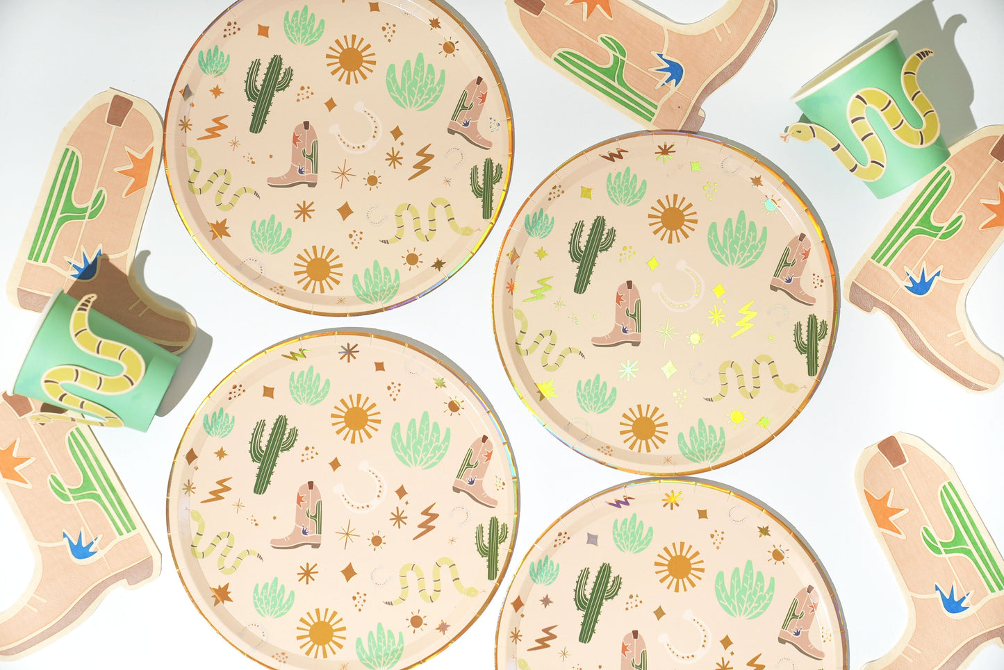Western Birthday Party Supplies Pack (Serves 12) | Cowboy & Rodeo Themed Kids Party Kit | Plates, Cups & Tableware Set
