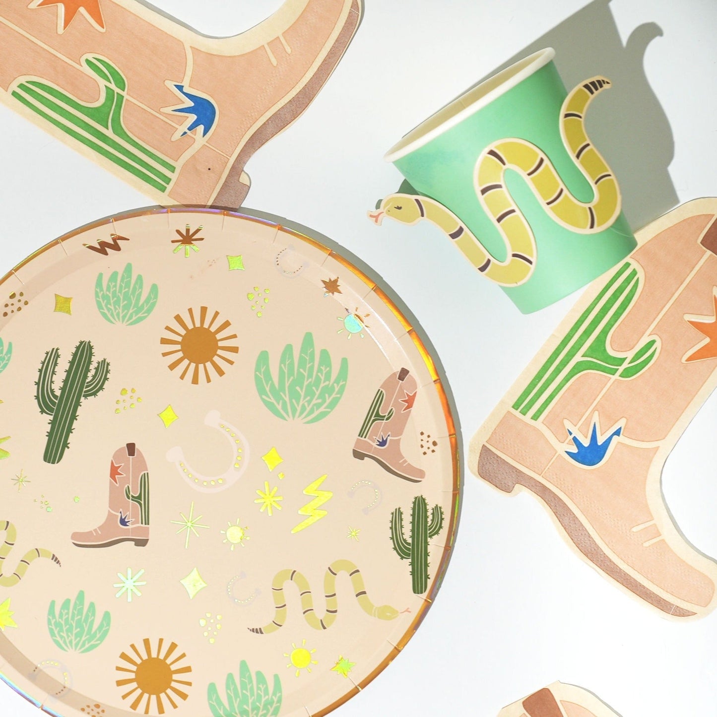 Western Cowboy Party Cups – Snake Sticker Western Cups (12-Pack)