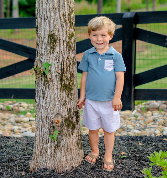 Myles Short Set–Blue & Khaki