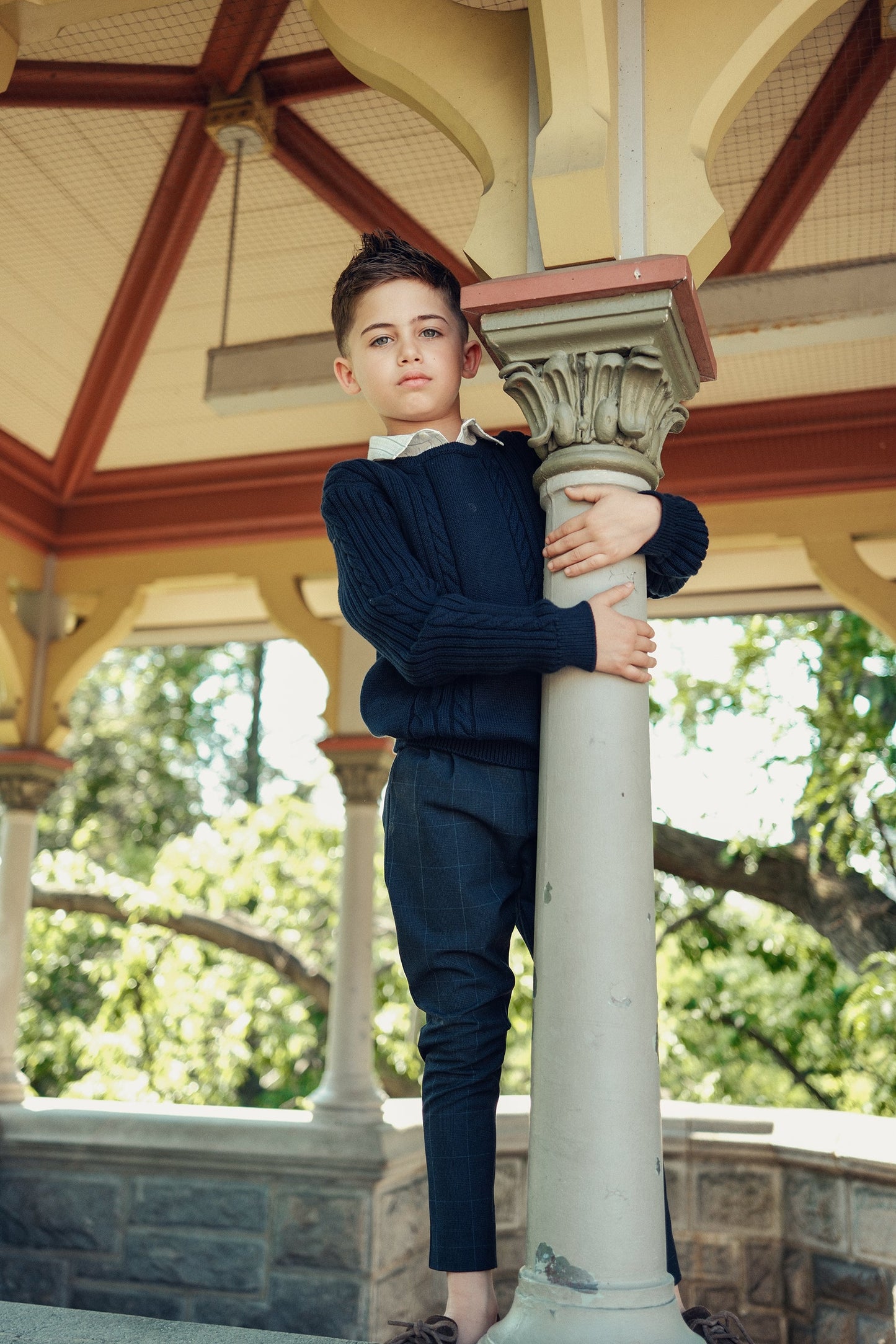 Elliot Tartan Slim Stretch Pants - Navy