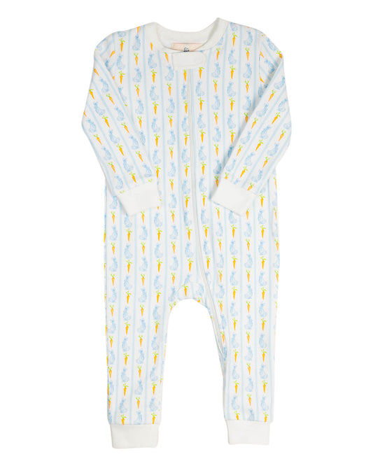 Blue Bunny Knit Zip Up Pajamas-FINAL SALE