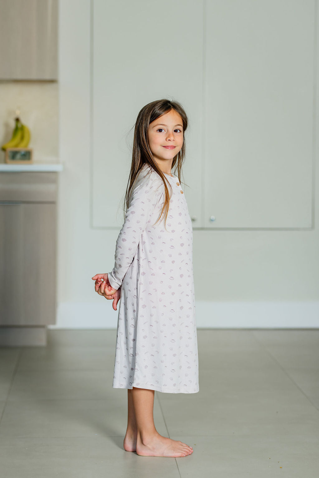 Breakfast Print Lounge Dress-Blush