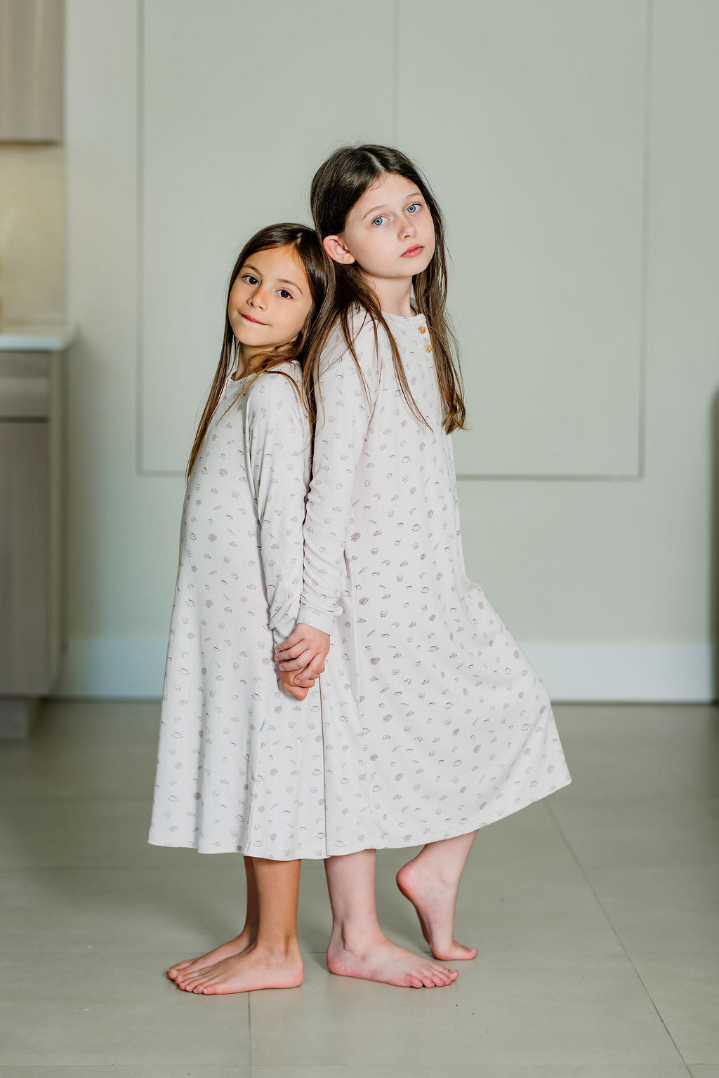 Breakfast Print Lounge Dress-Blush