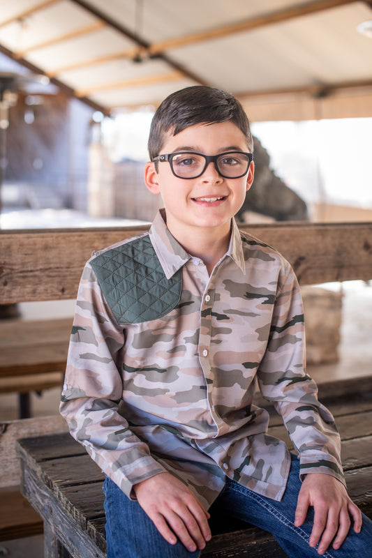 Classic Camo Long Sleeve Shirt – Ranch Collection | Boys Performance Button-Up