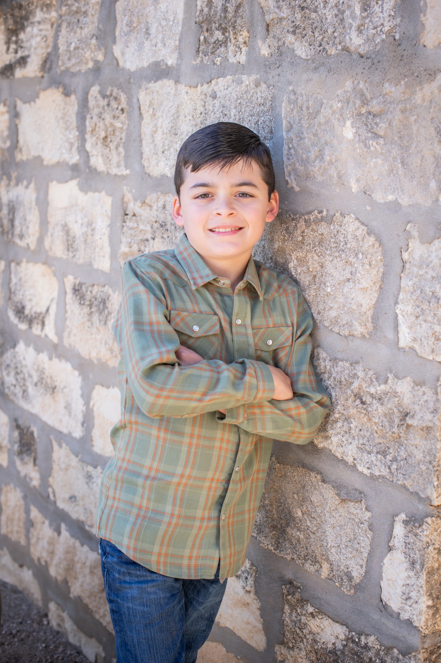 Deer Camp Plaid Pearl Snap Flannel – Boys Long Sleeve Shirt