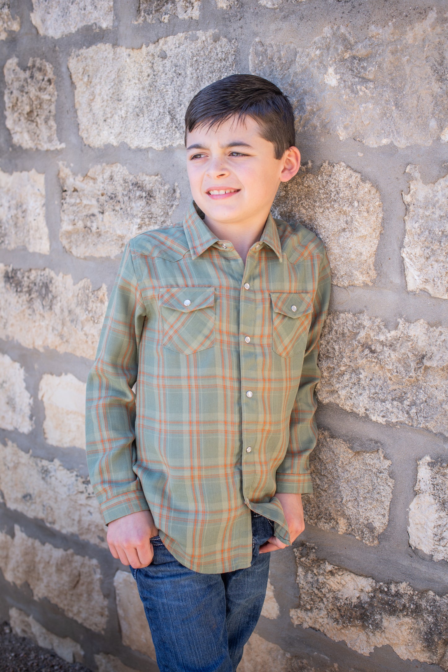 Deer Camp Plaid Pearl Snap Flannel – Boys Long Sleeve Shirt