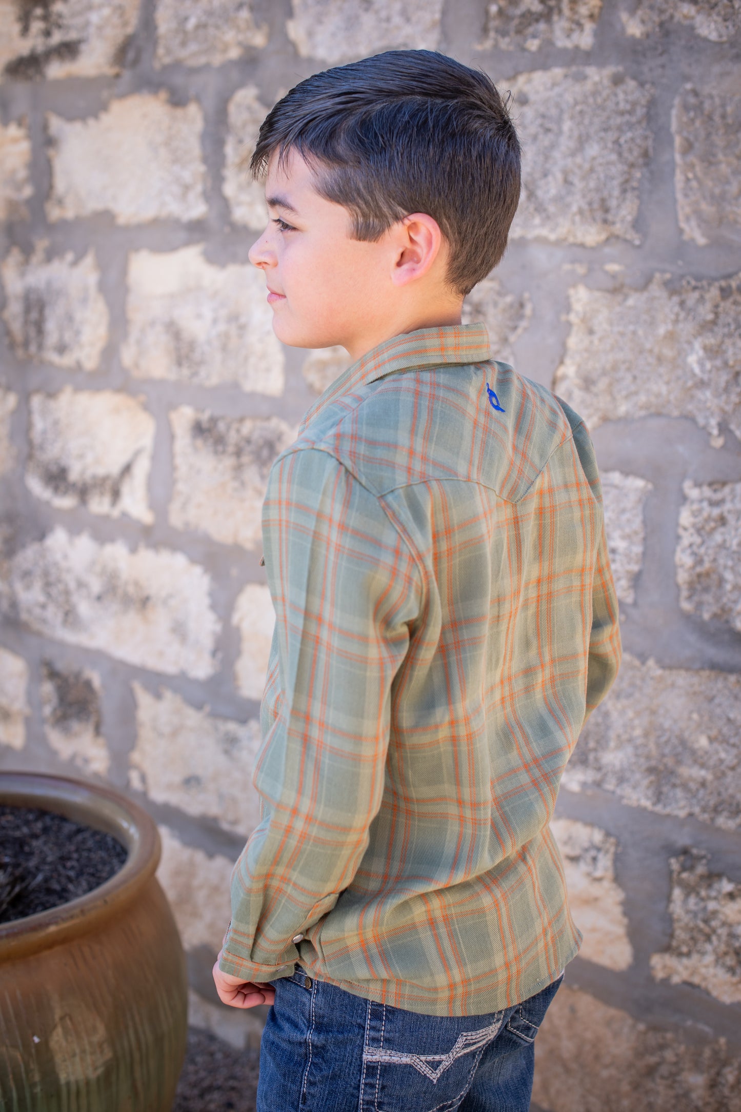 Deer Camp Plaid Pearl Snap Flannel – Boys Long Sleeve Shirt