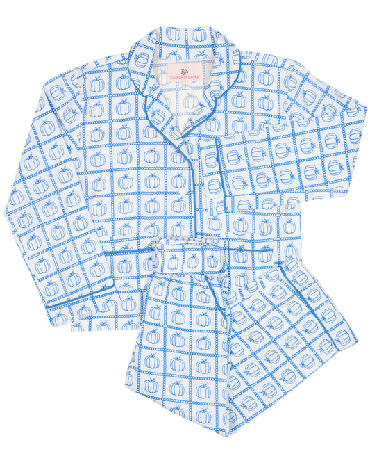 Blue Pumpkin Check Print Pajama Set