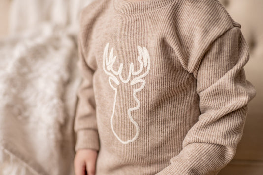 Deer Embroidery Bubble & Sweater