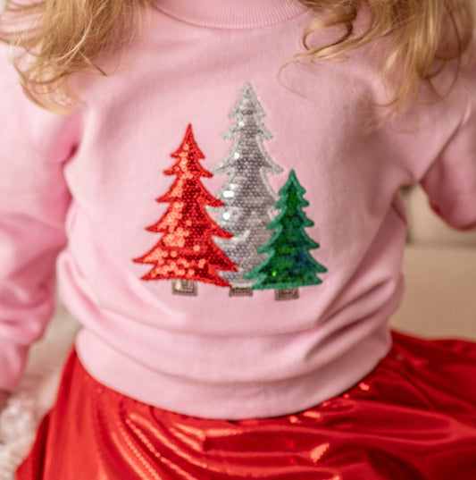 Sparkly Christmas Tree Sweatshirt – Girls Holiday Top