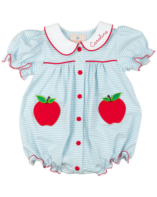 Light Blue Apple Pocket Knit Bubble- FINAL SALE