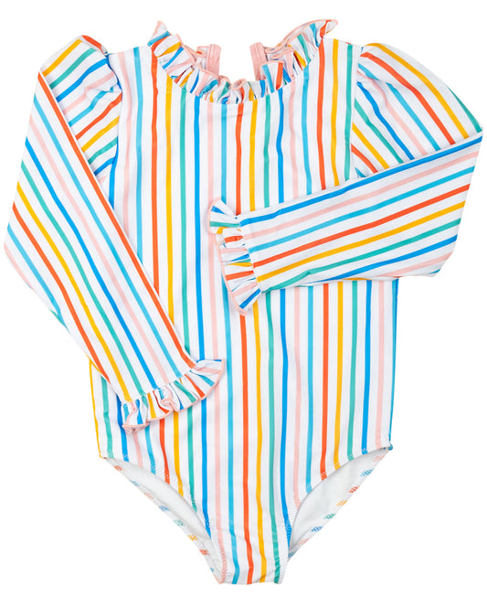 Citrus Stripe Long Sleeve One Piece- FINAL SALE