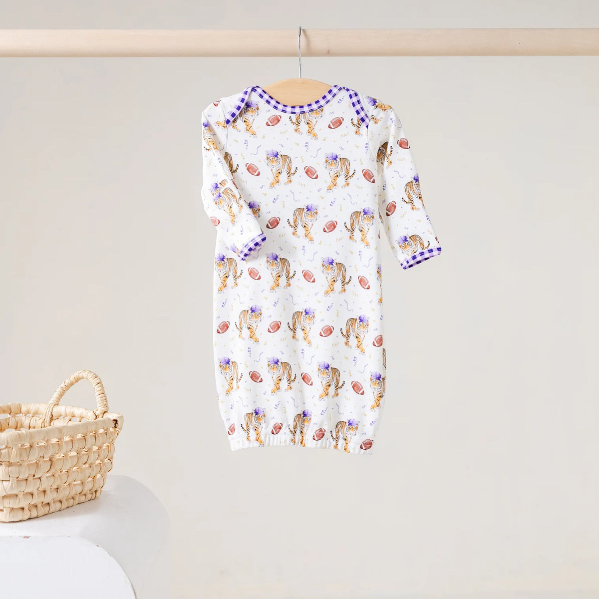 Kickoff in Louisiana Organic Cotton Kids Pajamas – Purple & Gold Football Print